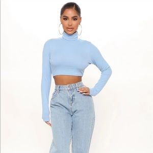 Baby blue Crop top turtleneck